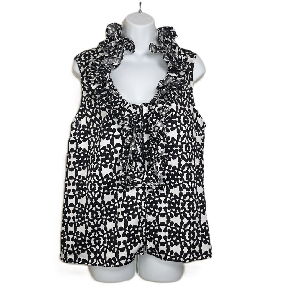 Anne Fontaine Top Romantic Ruffles Corseted Back Dual Zip Sleeveless Coquette